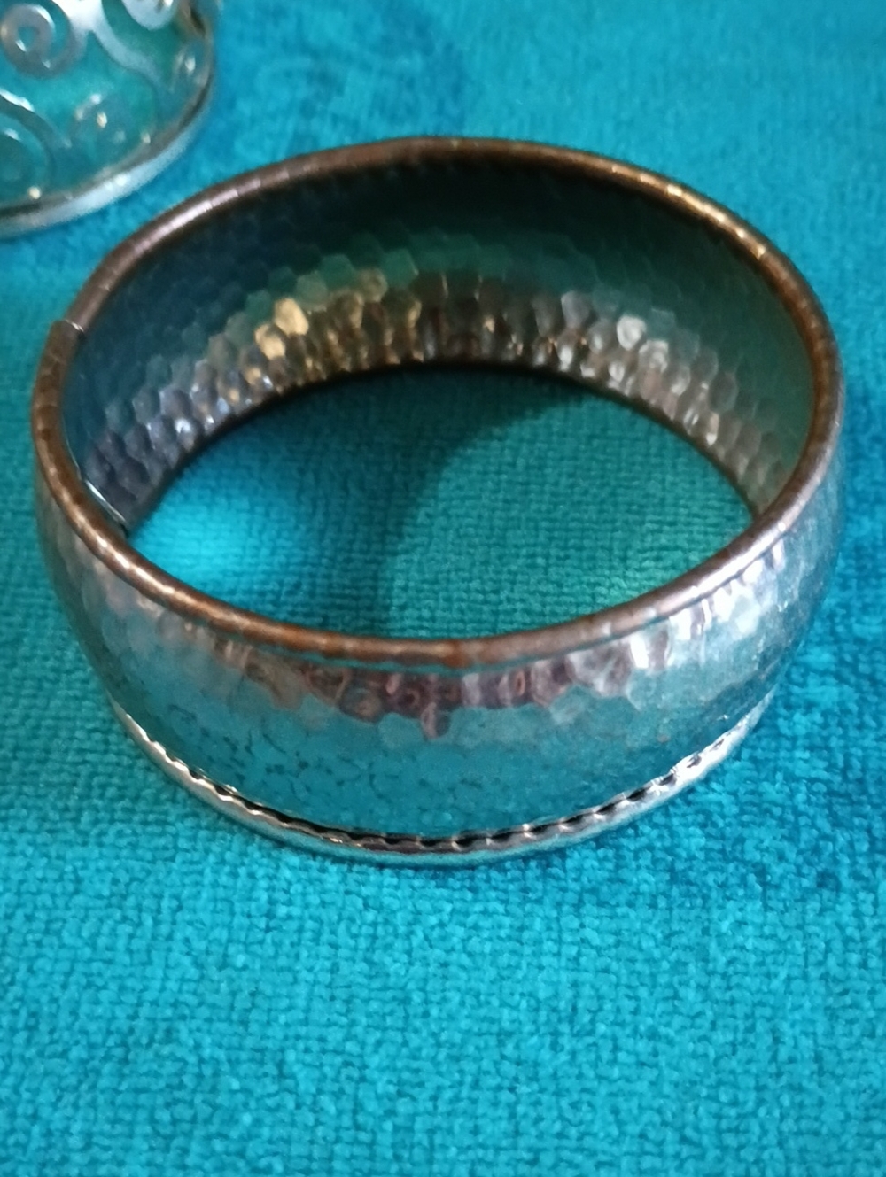 Boho Gypsy Sisters Hammered Metal Cuff Bracelet - Silver